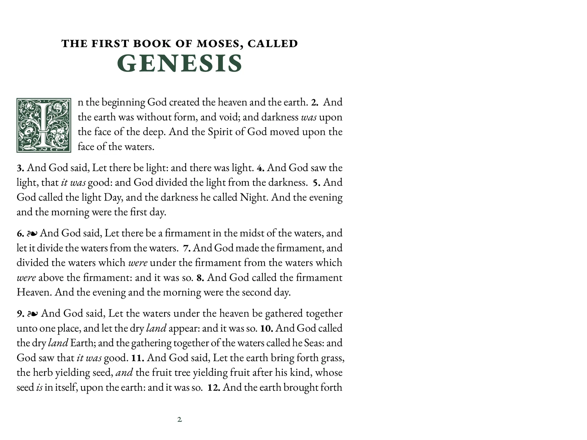 Interior spread of KJV Digital Notetaking Bible showing Book of Genesis with wide clear margin